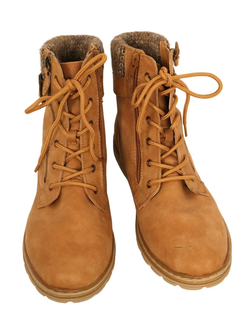 Cliffs by White Mountain Tan Lace Up Ankle Boots Women's 9 Side Zip Casual